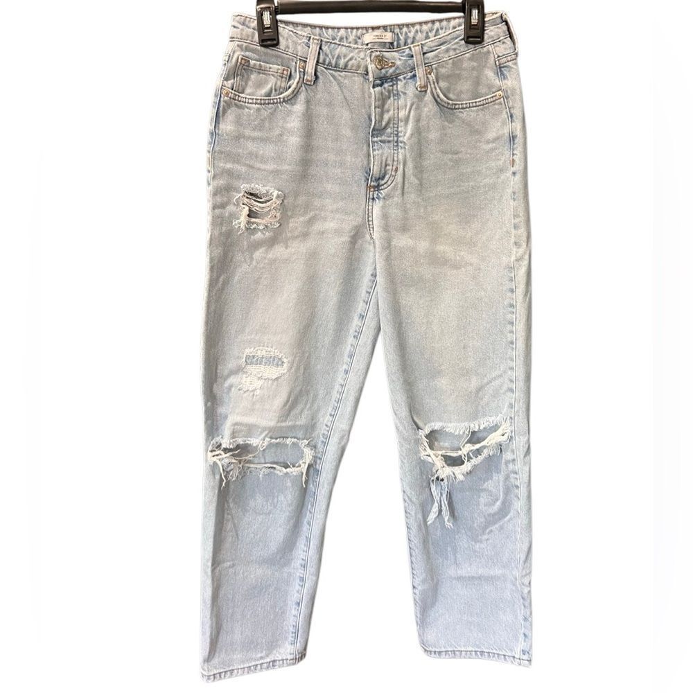 Forever 21 Distressed Light Blue denim high waist  mom jeans Size 27